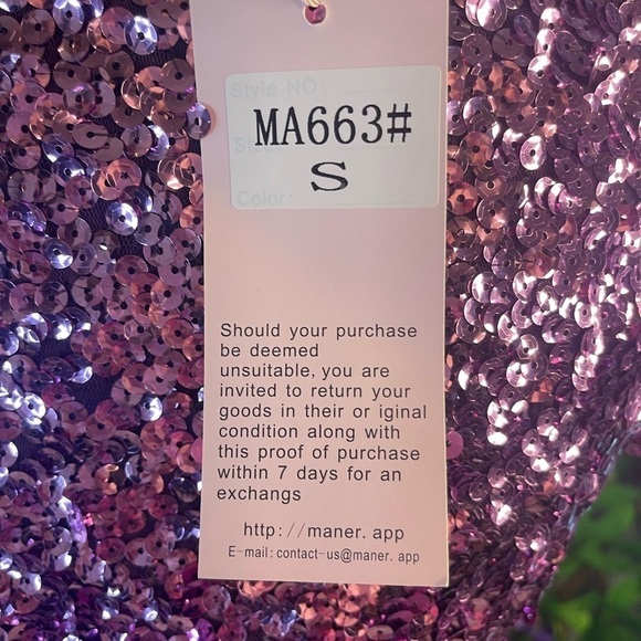 NWT Glitter Sequin Ombré Purple Short Sleeve Blouse Small Sparkle Party Top - Picture 12 of 15